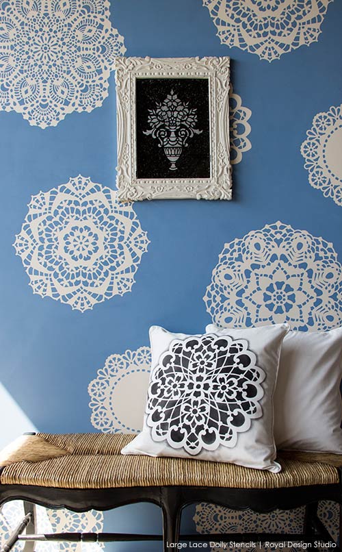 Lovely Lace Doily Stencils. A great stencil tutorial from Royal Design Studio