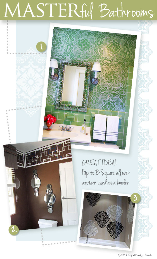 How to stencil and use stencils for  bathroom walls