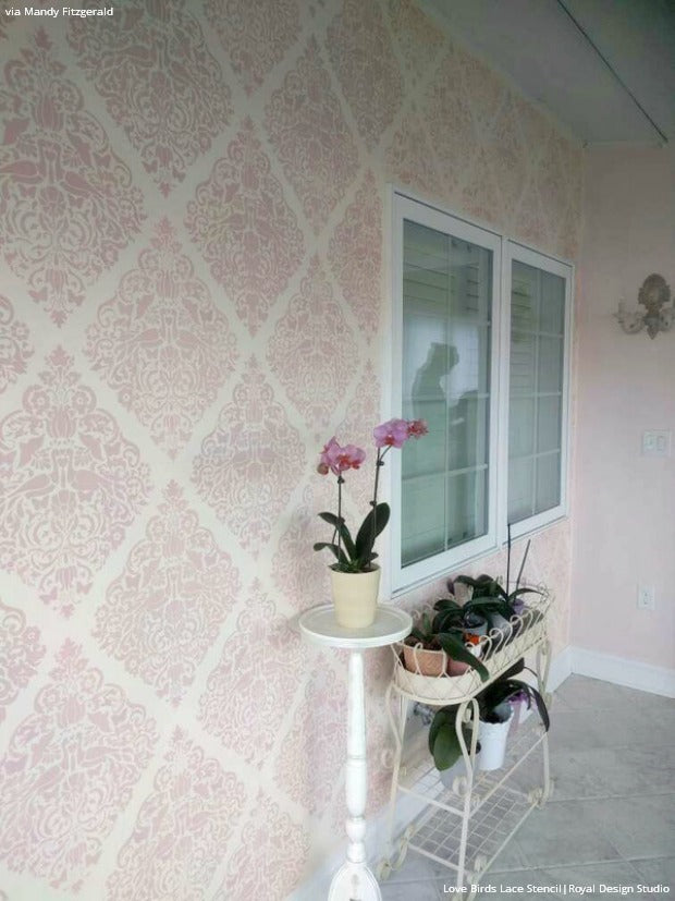 4 DIY Painting and Home Decorating Ideas with Wall Stencils for the Artistic Romantic - Lace & Damask Wall Stencil Patterns from Royal Design Studio