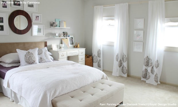 White Haute Home Decor Trend: 10 Stenciled Walls and Furniture Ideas using Royal Design Studio Stencils