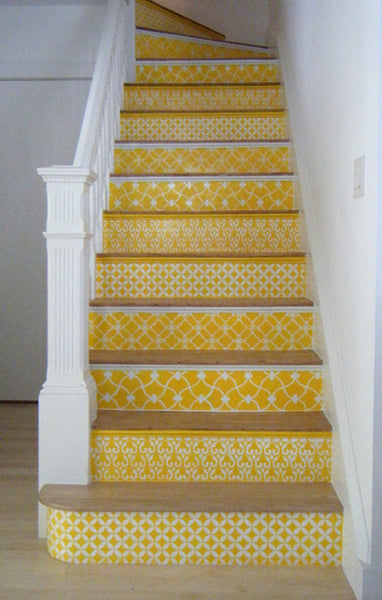 stencils for floors yellow stenciled staircase