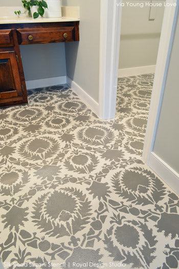 Stenciled Floor Inspiration from Young House Love | Royal Design Studio Stencils