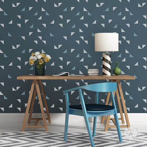 Painted Geometric Triangles Wallpaper Wall Stencils | Royal Design