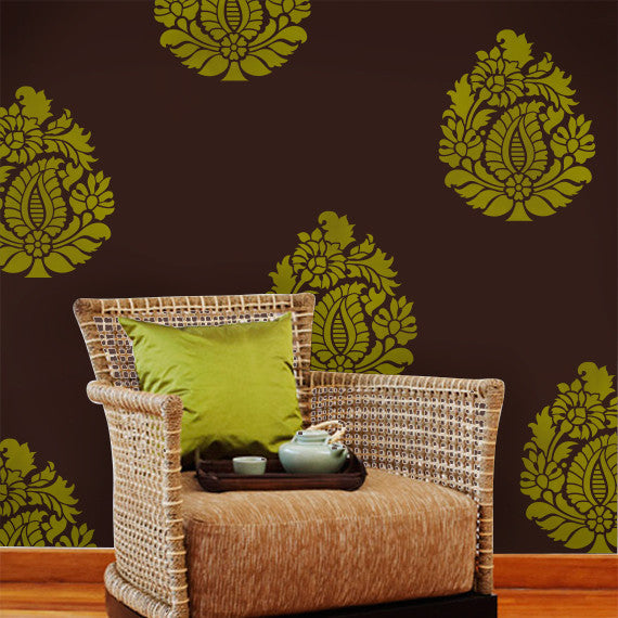 Indian Paisley Motif Wall & Furniture Stencil Royal Design Studio