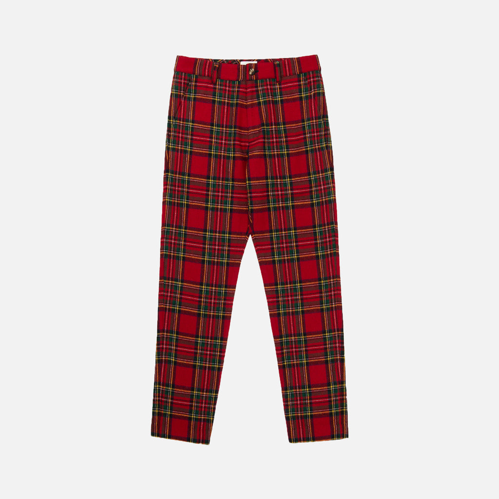red plaid trousers