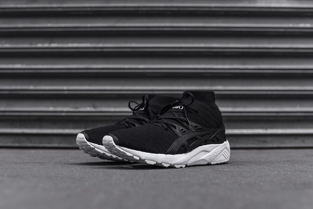 asics black leather trainers
