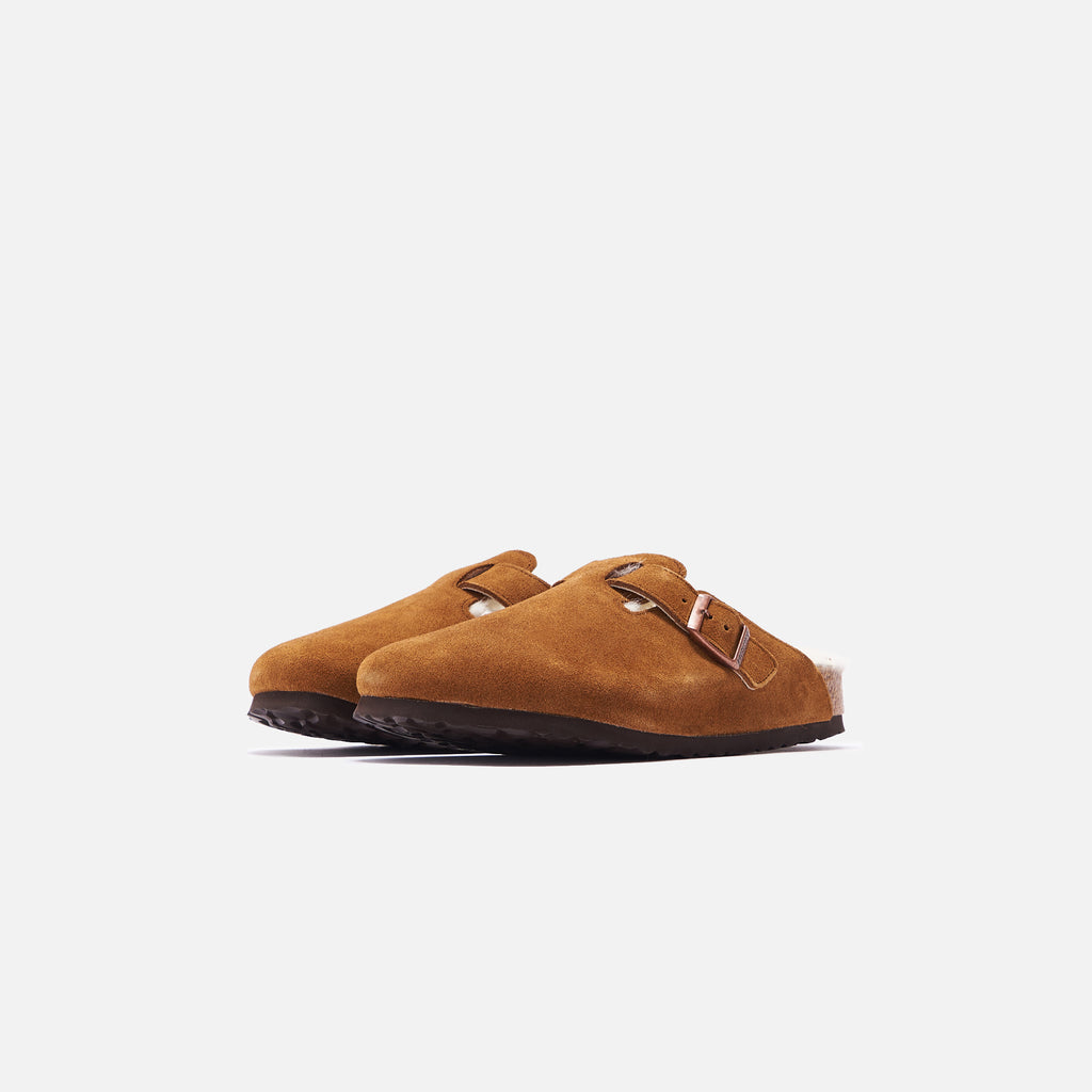 birkenstock boston wool lined mules in mink