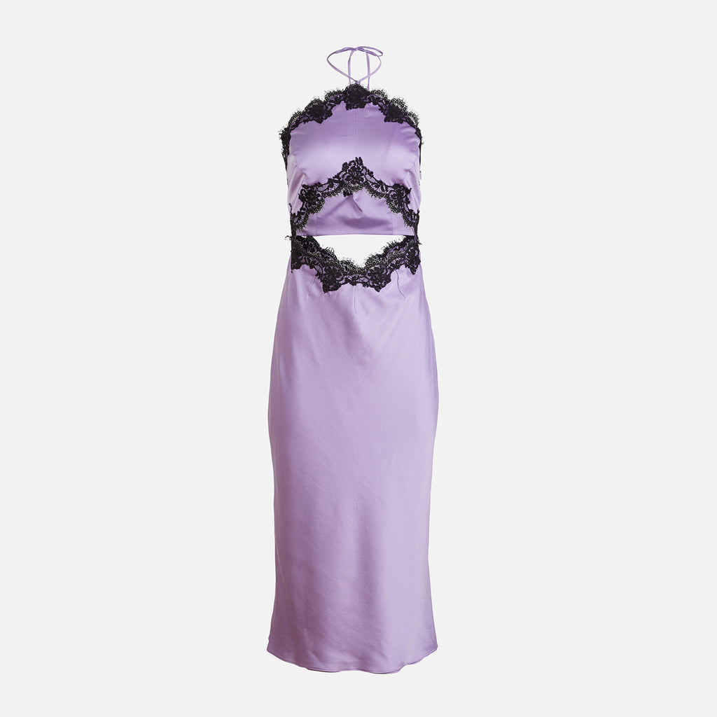 Klas Split Kwestie Fleur du Mal Silk and Lace Halter Slip Dress - Light Lilac – Kith