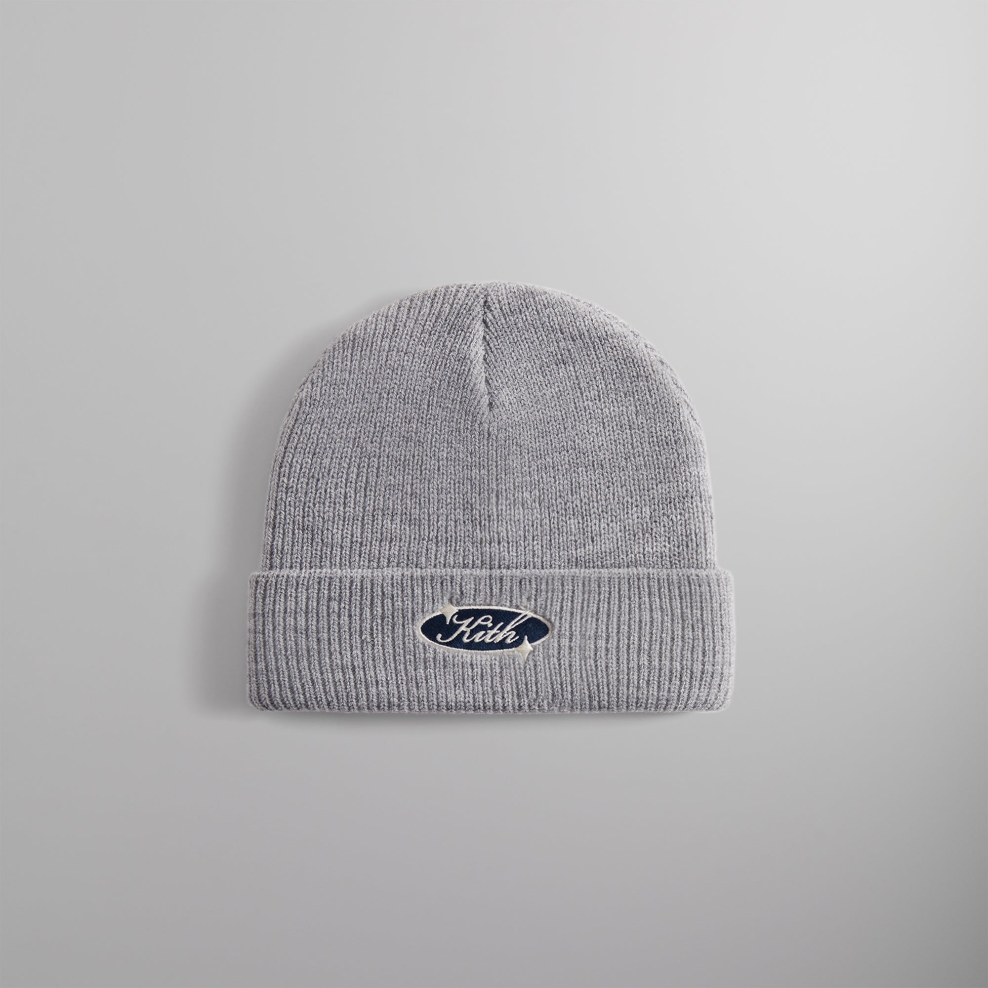 Kith Clean Script Acrylic Beanie - Light Heather Grey