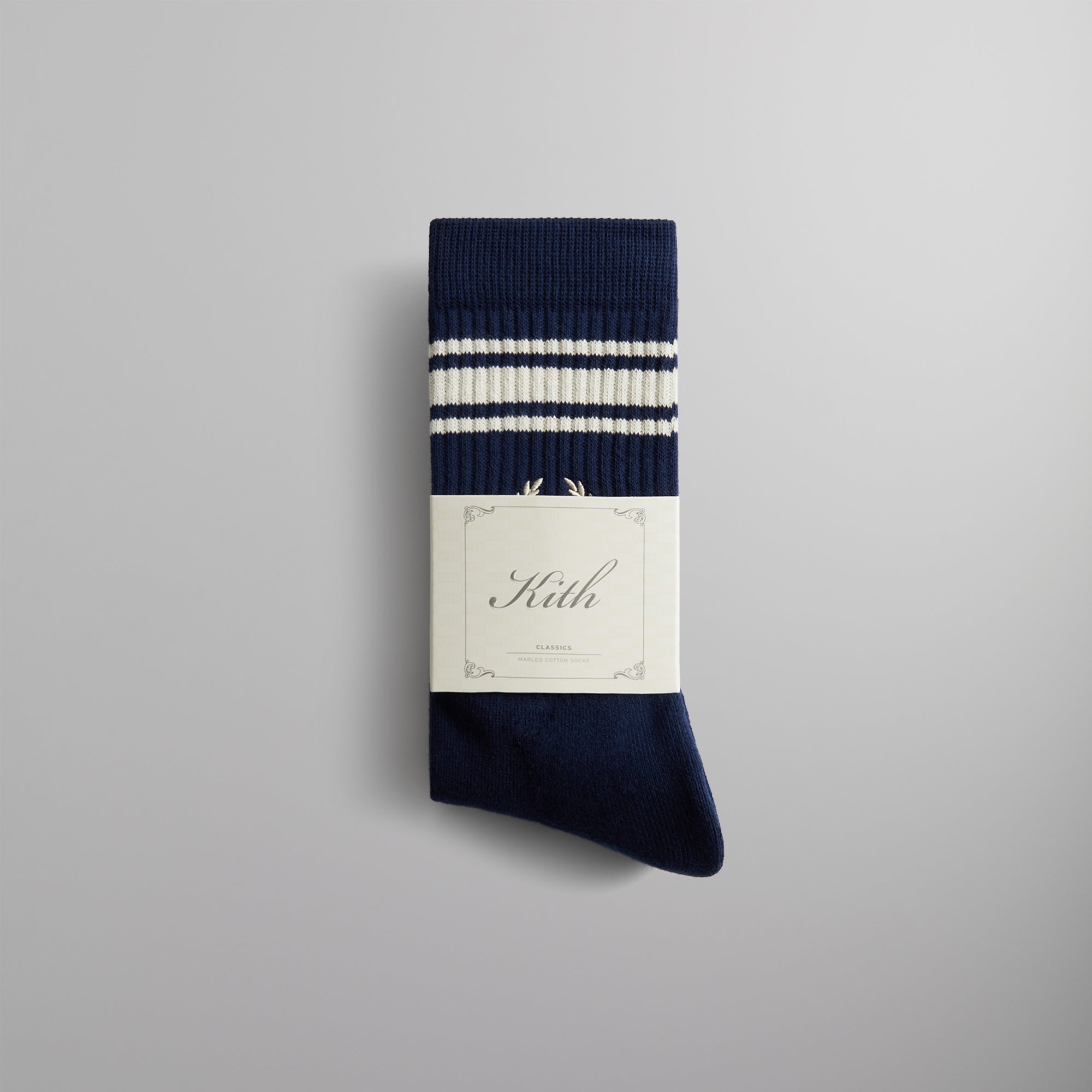 Kith Striped Script Laurel Kith Logo Sock - Nocturnal