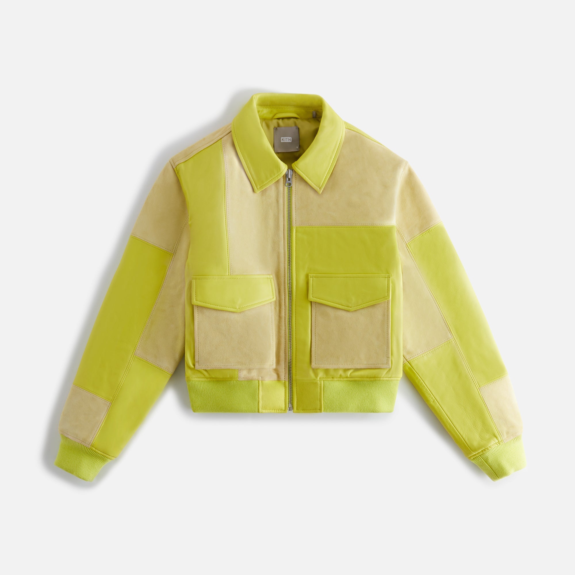 Kith Women Sawyer Cropped Leather Patchwork Bomber - Acid Rain PH