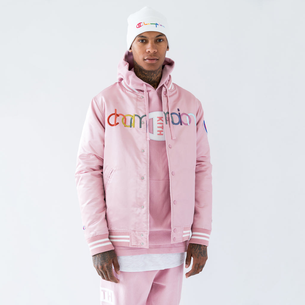 Kith x Champion Baseball Jacket - Pink