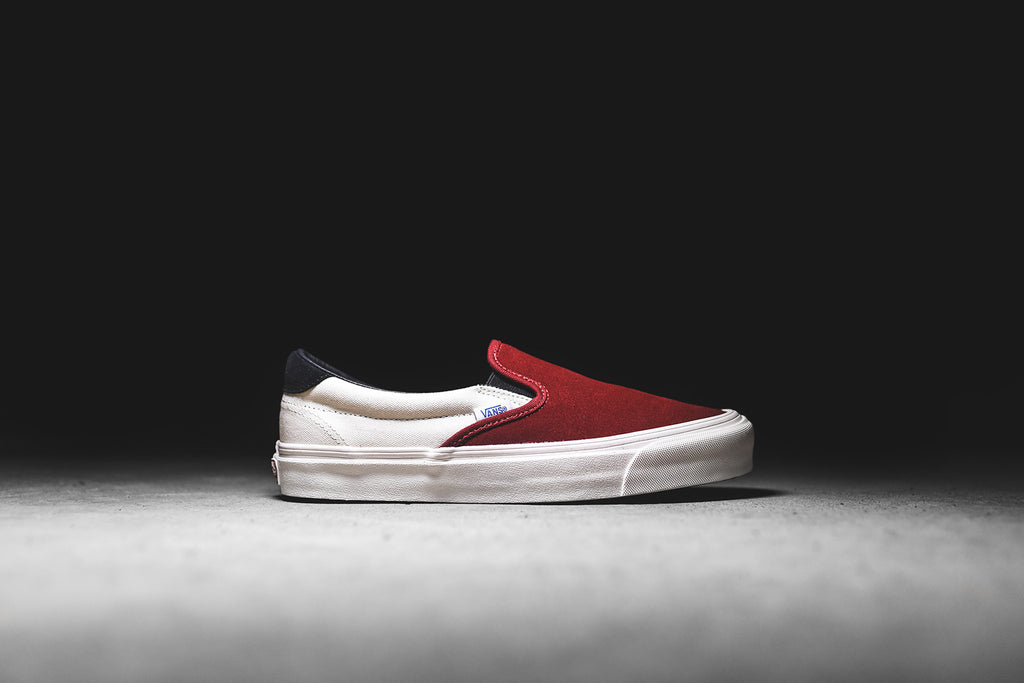 vans red dahlia slip on