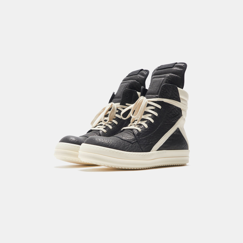 Rick Owens Scarpe Pelle Geobasket - Black / Milk – Kith