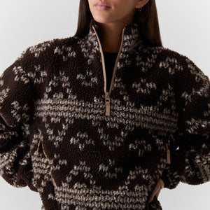 UhfmrShops Women Reggie Jacquard Sherpa Quarter Zip - Incognito