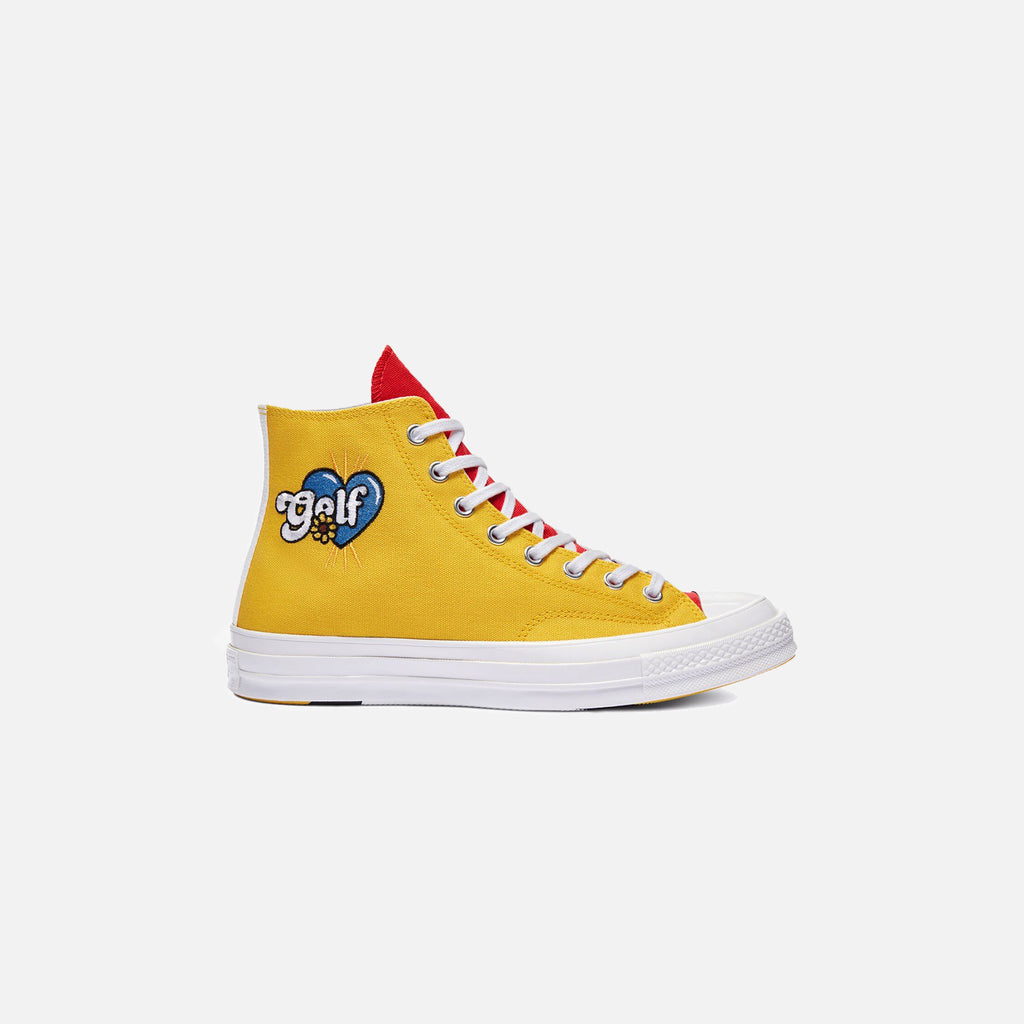 yellow golf converse