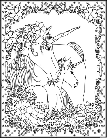 coloriage maman licorne