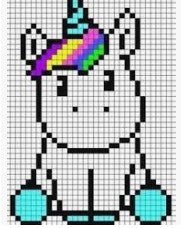 licorne assise couleur en pixel art