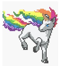 licorne courant crinière au vent en pixel art