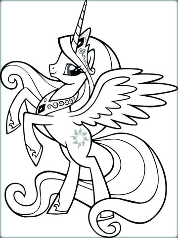 licorne style cartoon en coloriage