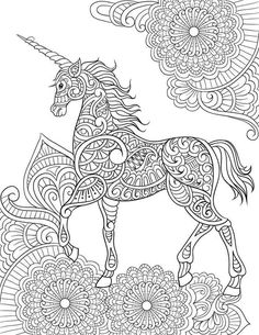 mandala a colorier avec licorne gratuit