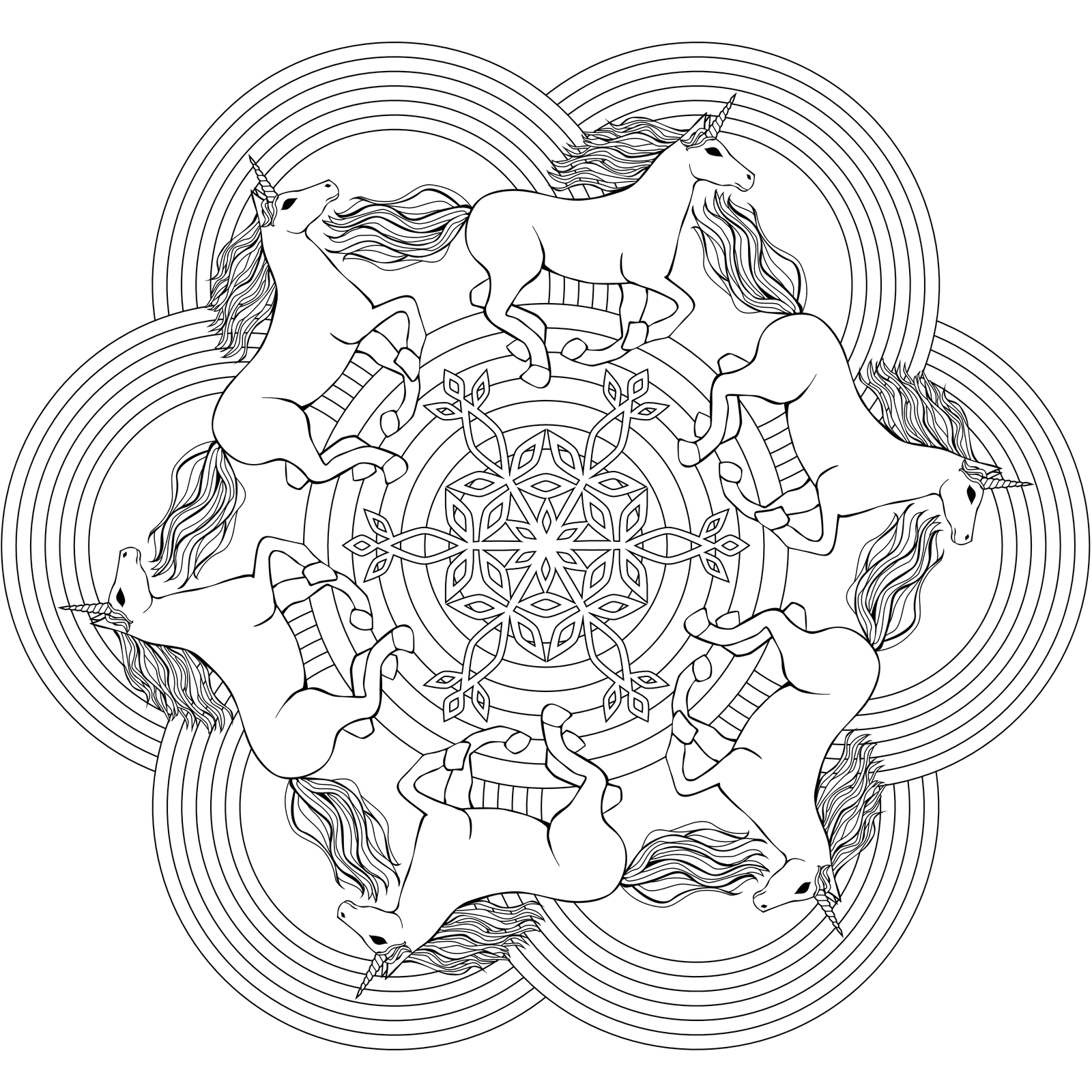 licorne a colorier facon mandala