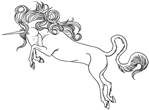 coloriage licorne qui cabree pour attaque