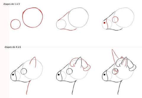 dessin licorne emoji etape 1