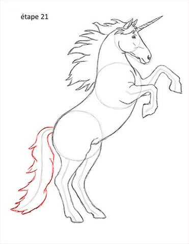 etape 21 dessin de licorne