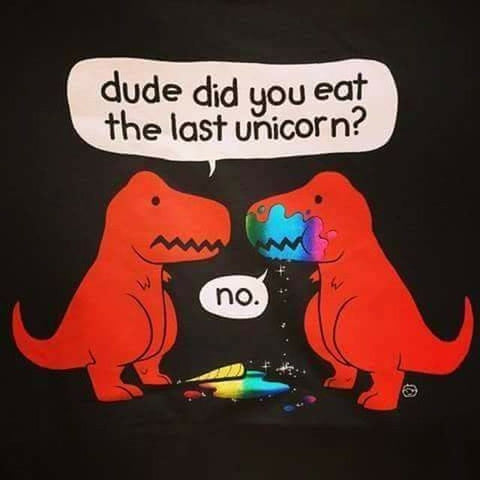 dinossaure mange licorne image humoristique