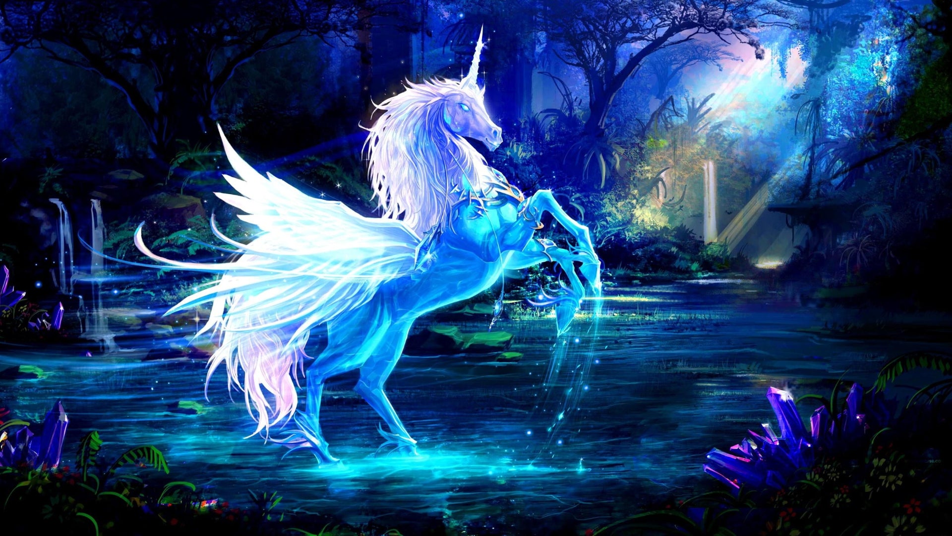 fond ecran cool avec licorne