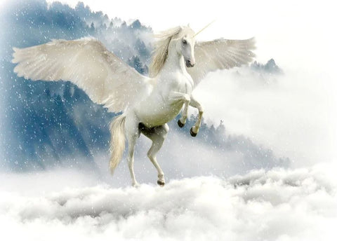 image licorne realiste avec ailes dans nuage