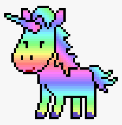 pixel art multicolore licorne