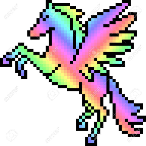 pixel art licorne ailes multicolore