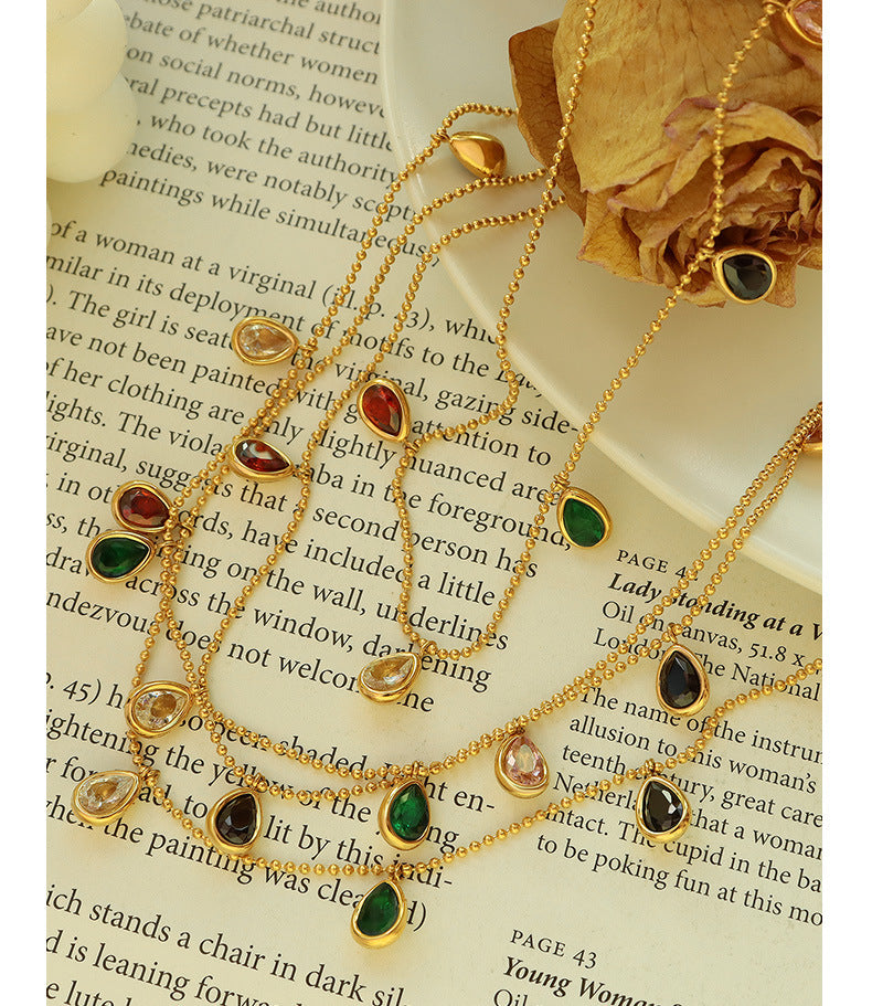 Drops | Necklace | 18K Gold Silver Zirconia