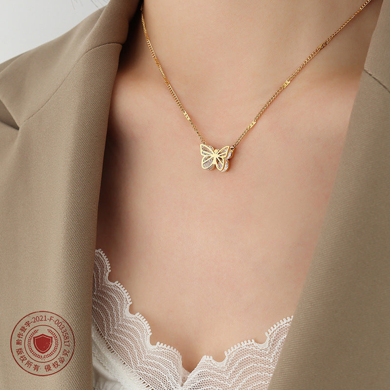 Elegant Butterfly | Necklace | 18K Gold Zirconia