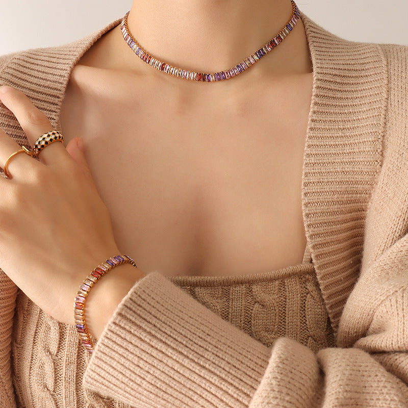 Queen | Necklace Bracelet | 18K Gold Zirconia