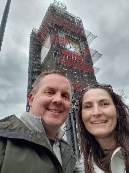 Mike and me in front of Big Ben who is getting a facelift