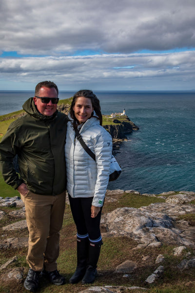 Mike and Lindsay Hambright at Neist Point Lighthouse in Isle of Skye Scotland