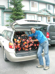 Ben Stephenson collects ski poles in Canada