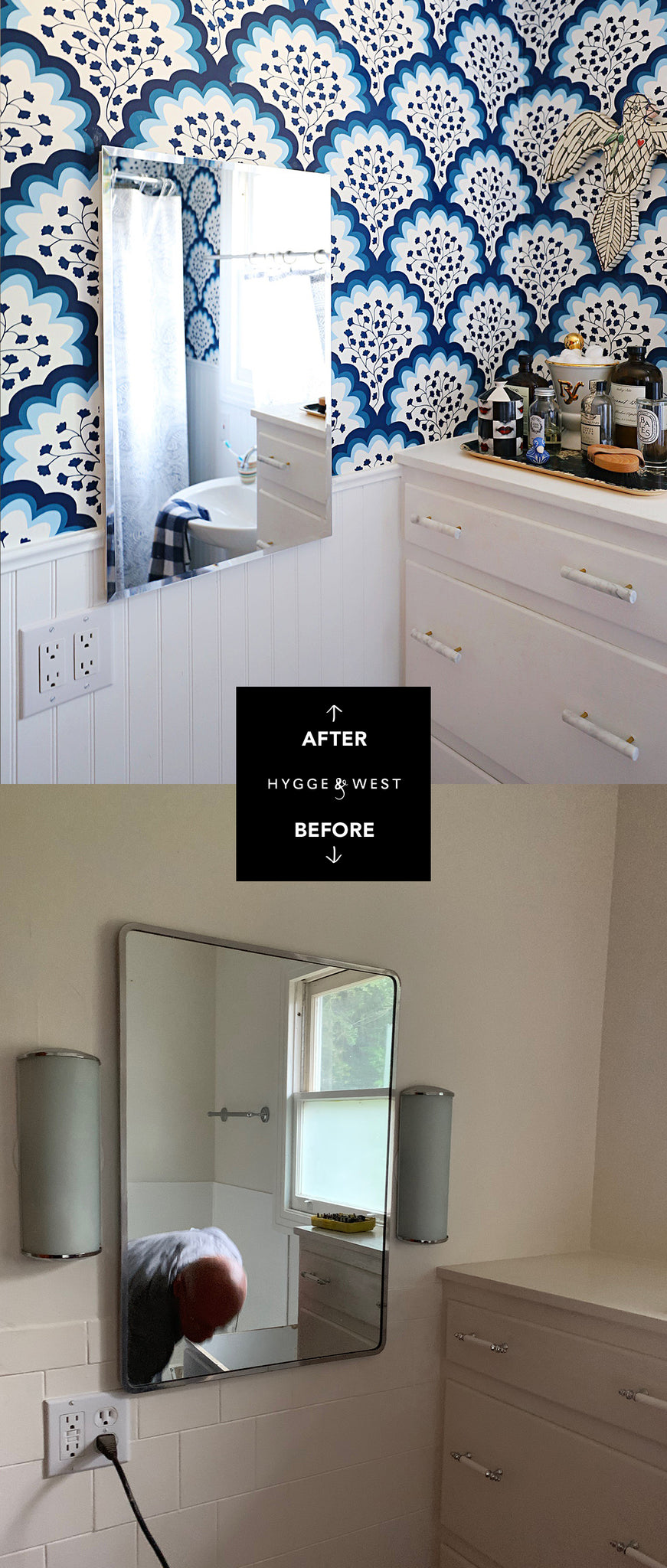Angelina Navy Bathroom Before & After | Hygge & West