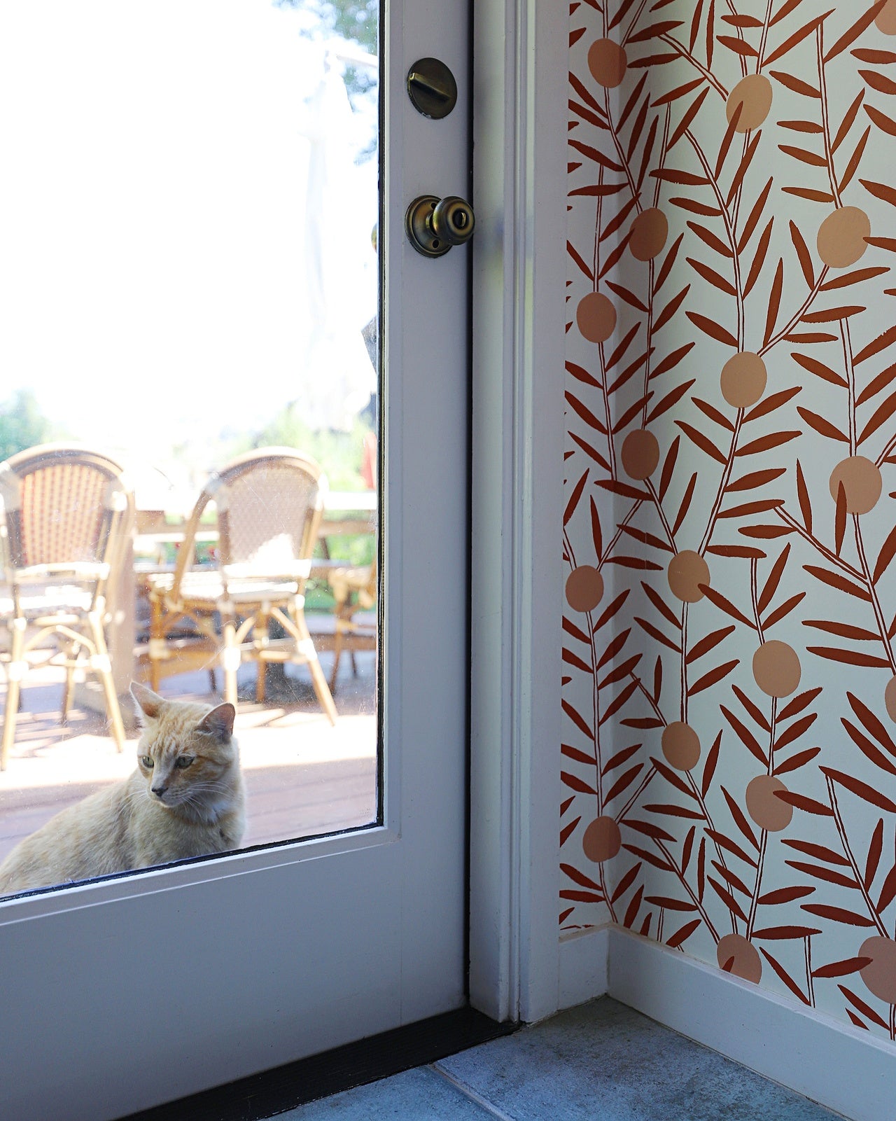 Entryway before & after | Bloom Dusty Rose wallpaper | Emily Isabella | Hygge & West