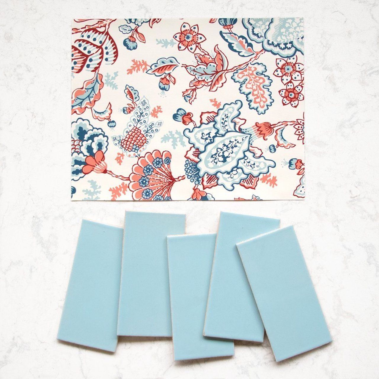 Wallpaper + Tile Pairings | Florebela (Coral)