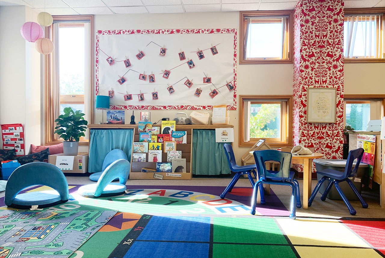 Pattern Players: teacher Kristin Klarkowski | pattern in the classroom | Otomi Red wallpaper | Emily Isabella | Hygge & West