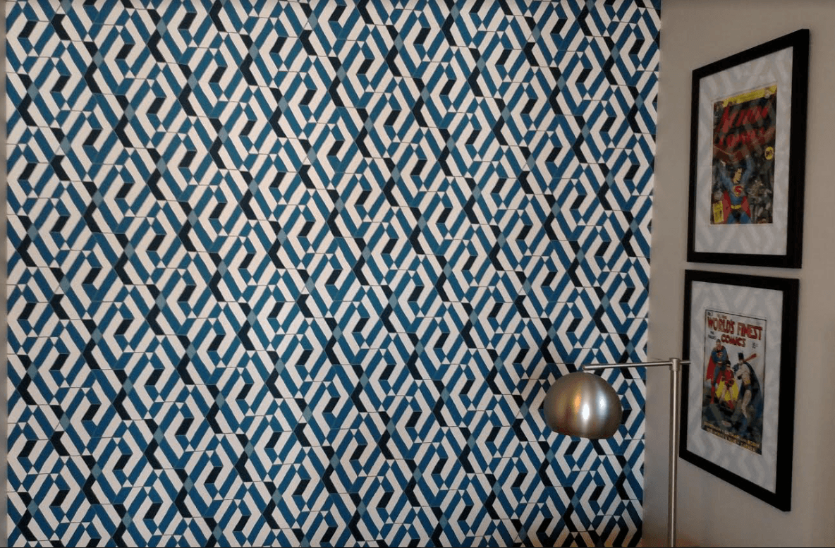 Pattern Players: Batya Stepelman | Walltawk | Quilt Blue wallpaper | Heath Ceramics | Hygge & West