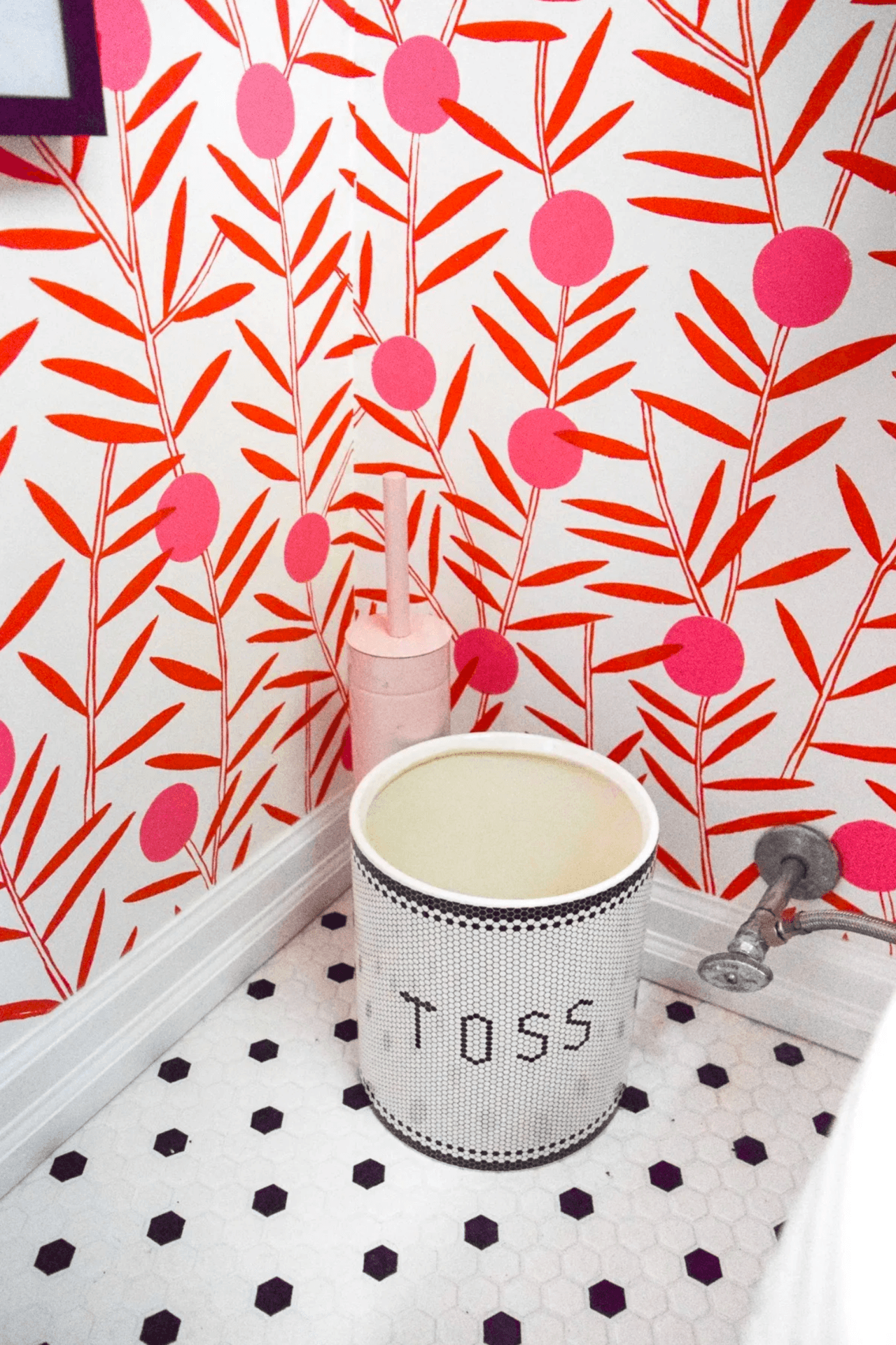 Bloom (Poppy) Powder Room | Hygge & West | Orange and Pink Floral Wallpaper