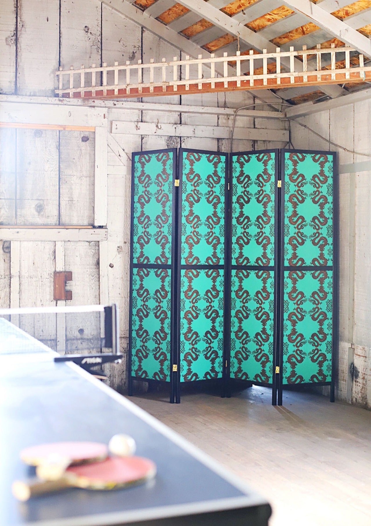 Wallpapered Room Divider Screen | Fortune Emerald | Patch NYC x Hygge & West