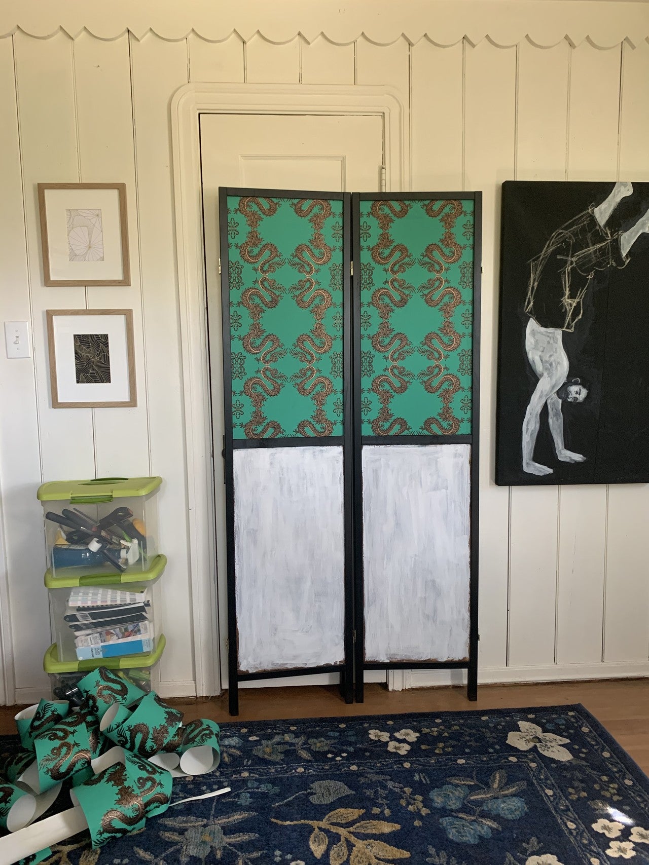 Wallpapered Room Divider Screen | Fortune Emerald | Patch NYC x Hygge & West