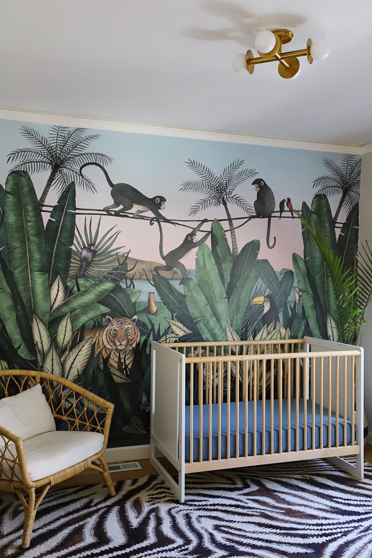 Nursery Before & After | Bengal Sunrise mural | Allira Tee | Hygge & West