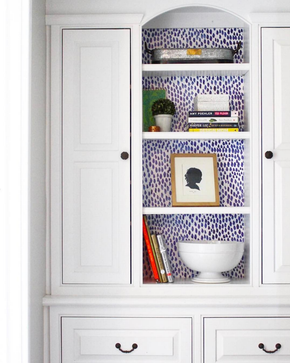 Wallpapered Shelves and Built-ins Roundup | Raindrops (Ceramic)
